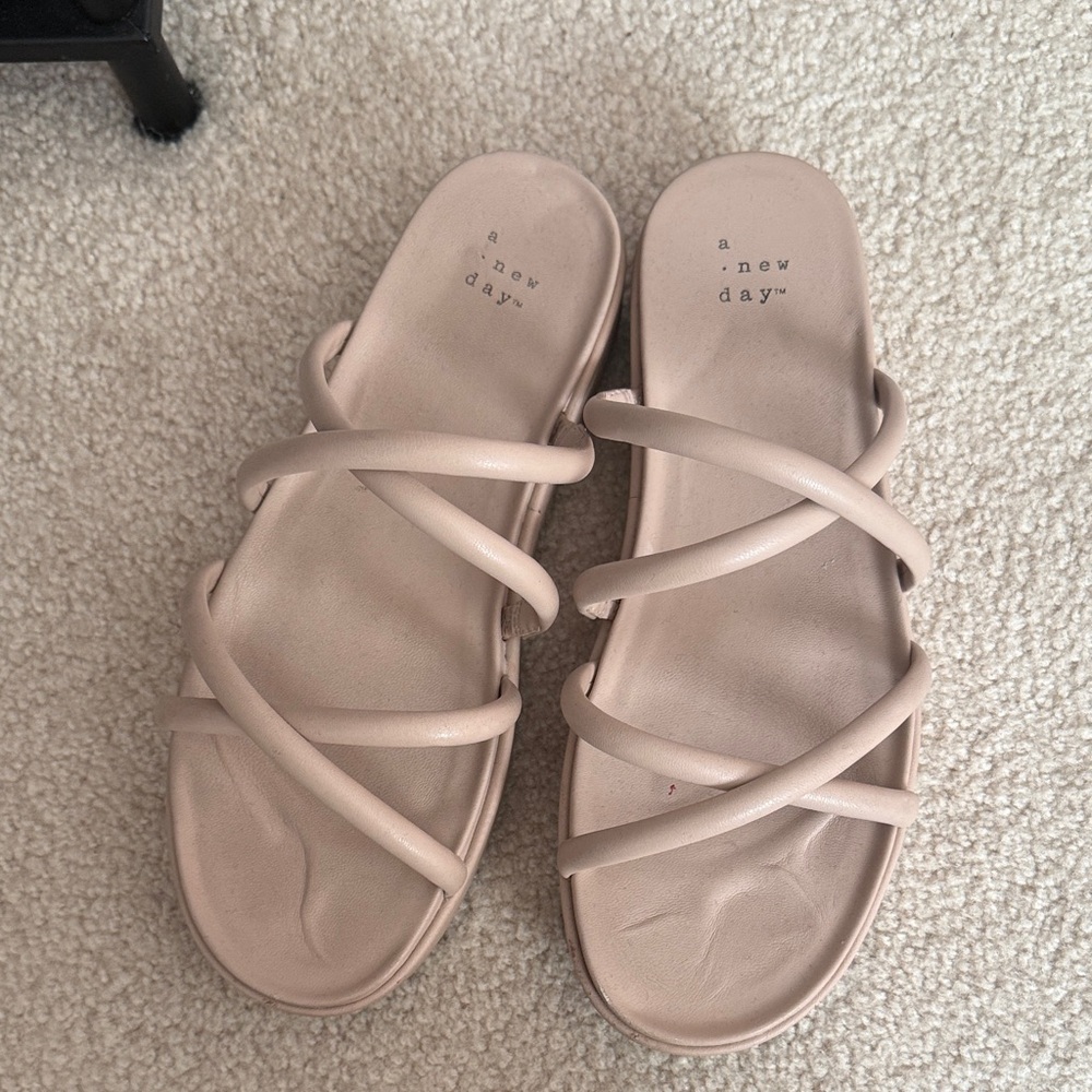 A New Day Women's Beige Strappy Sandals